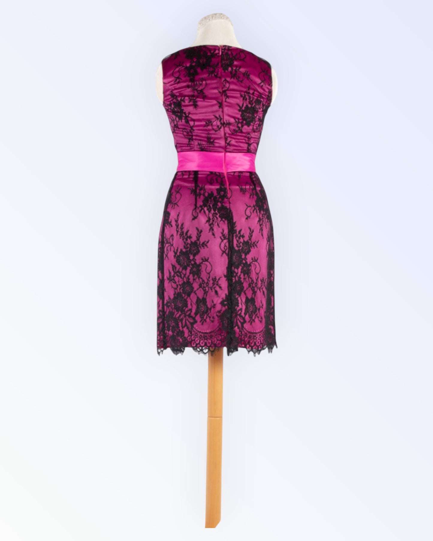 Black lace cocktail dress with pink lining