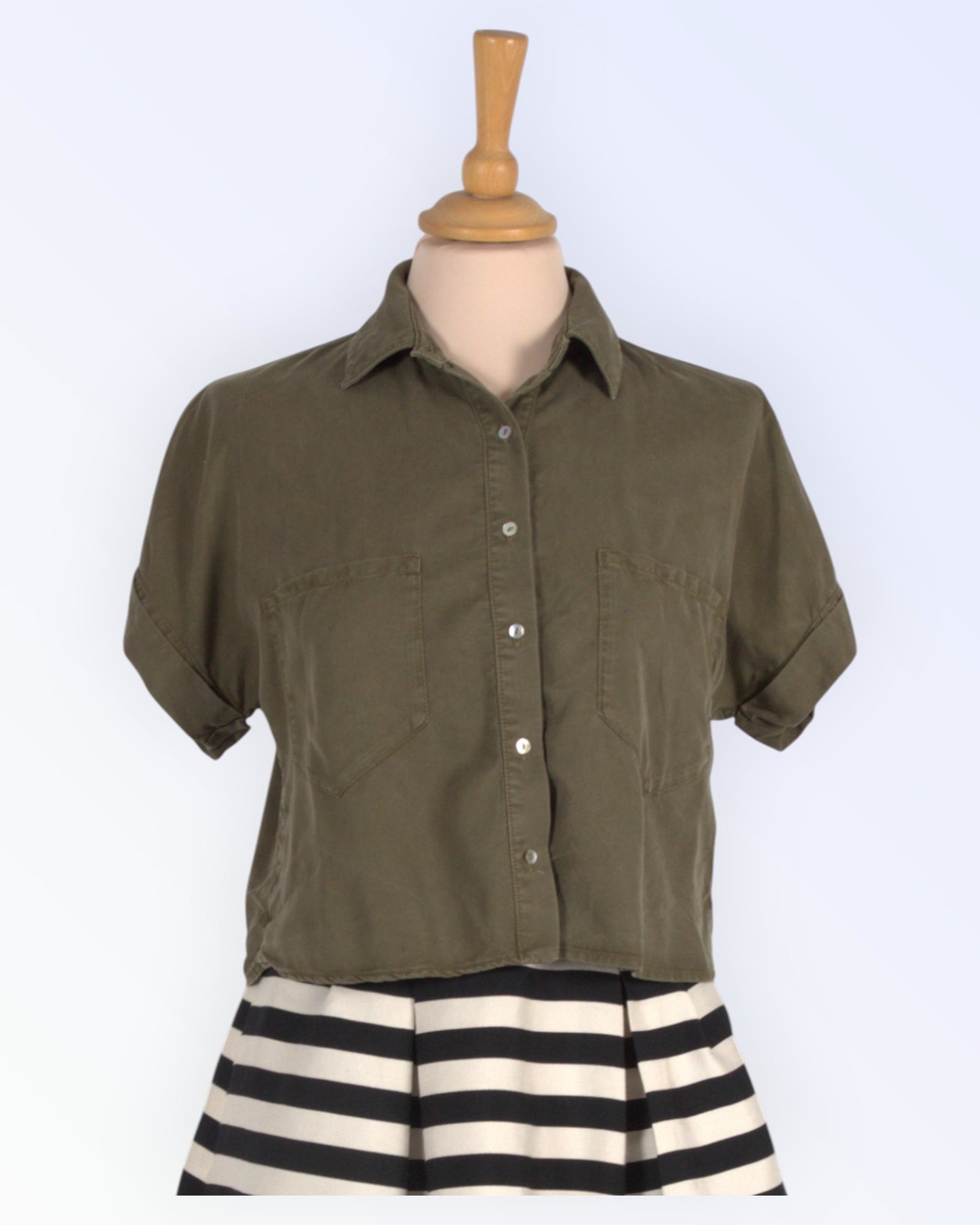 Zara Basic oliivroheline sportlik pluus