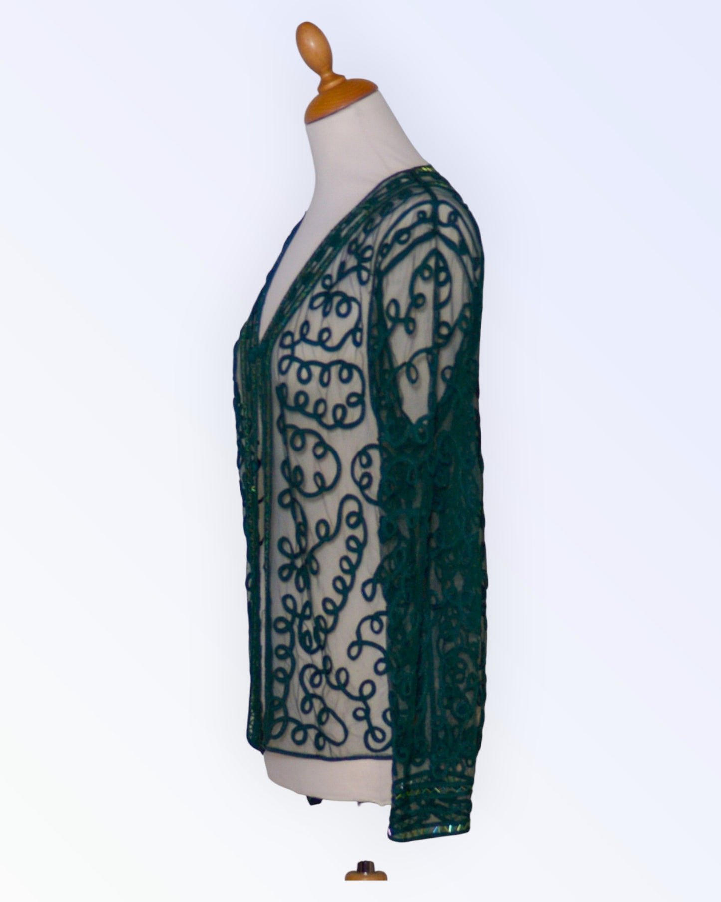 Martinelli retro dark green lace cardigan
