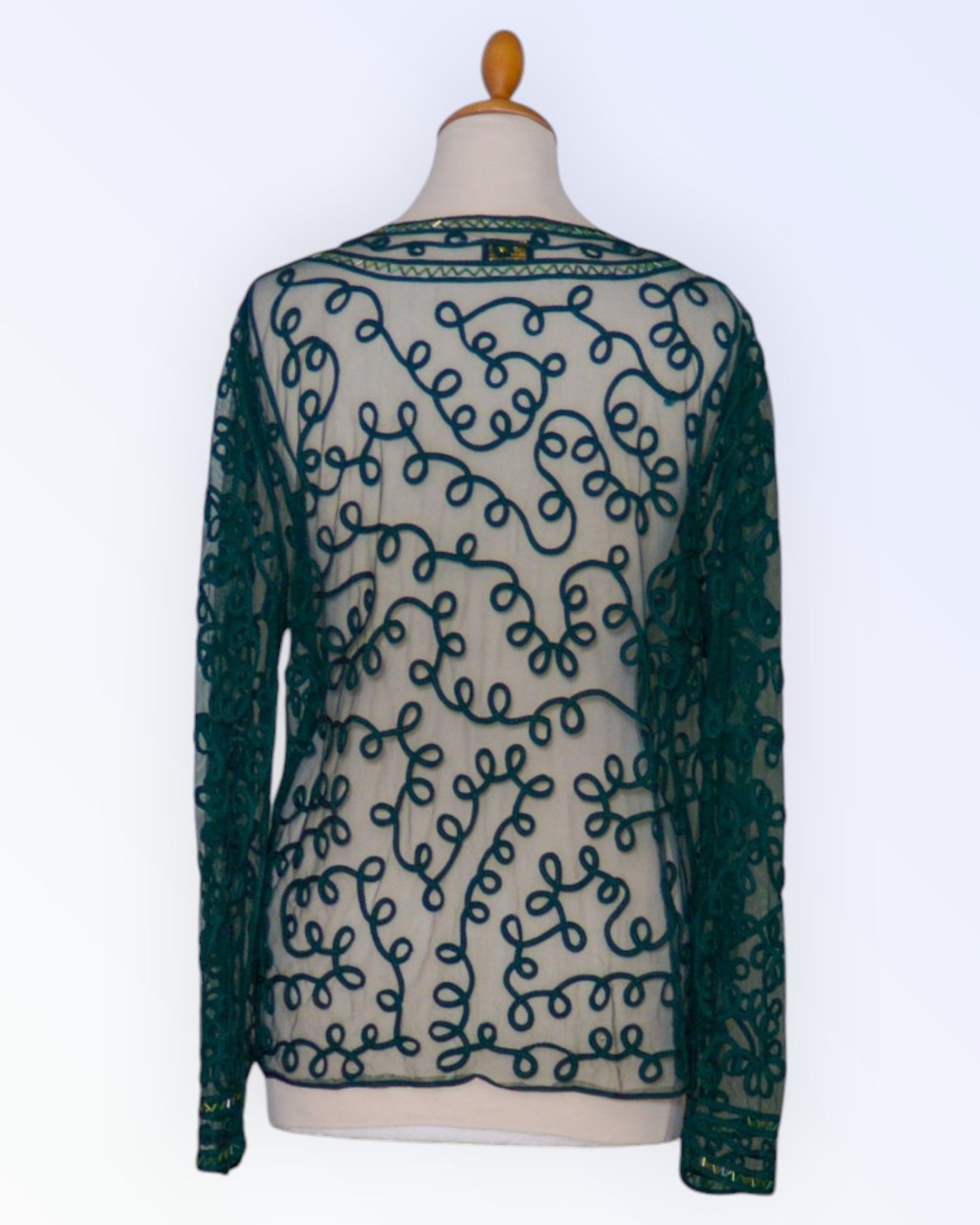 Martinelli retro dark green lace cardigan