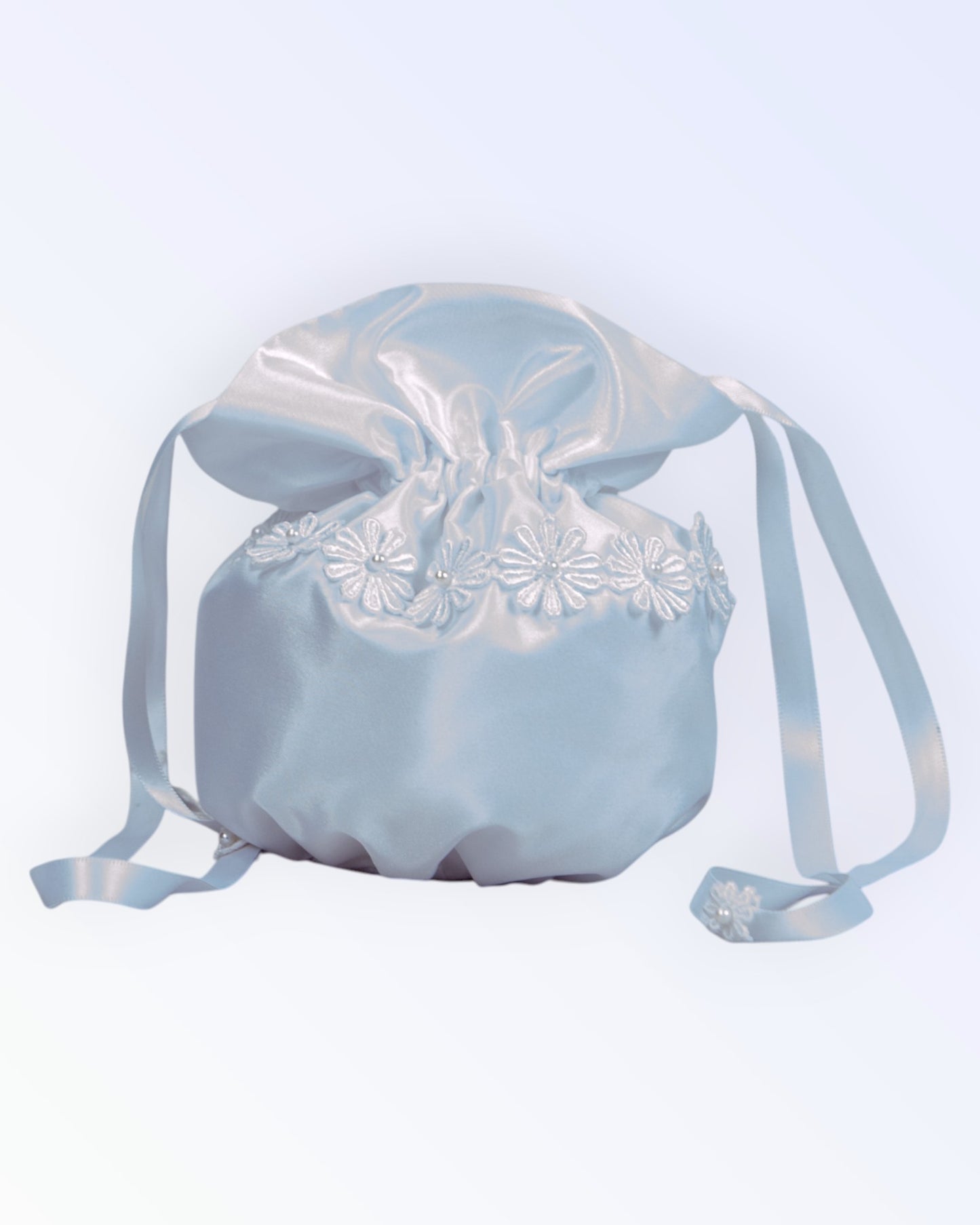 White taffeta handbag for the bride