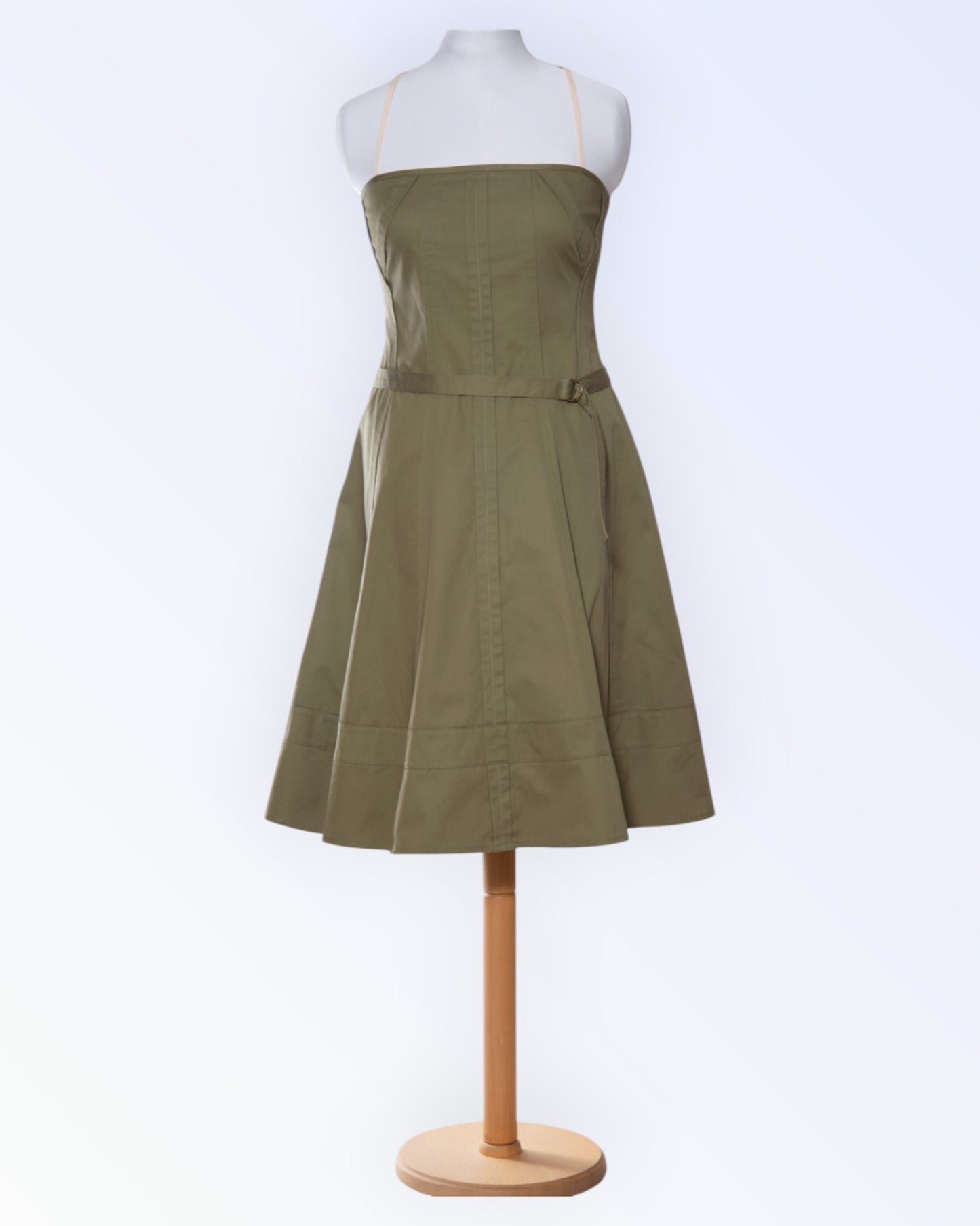 DKNY puuvillane oliivroheline kleit