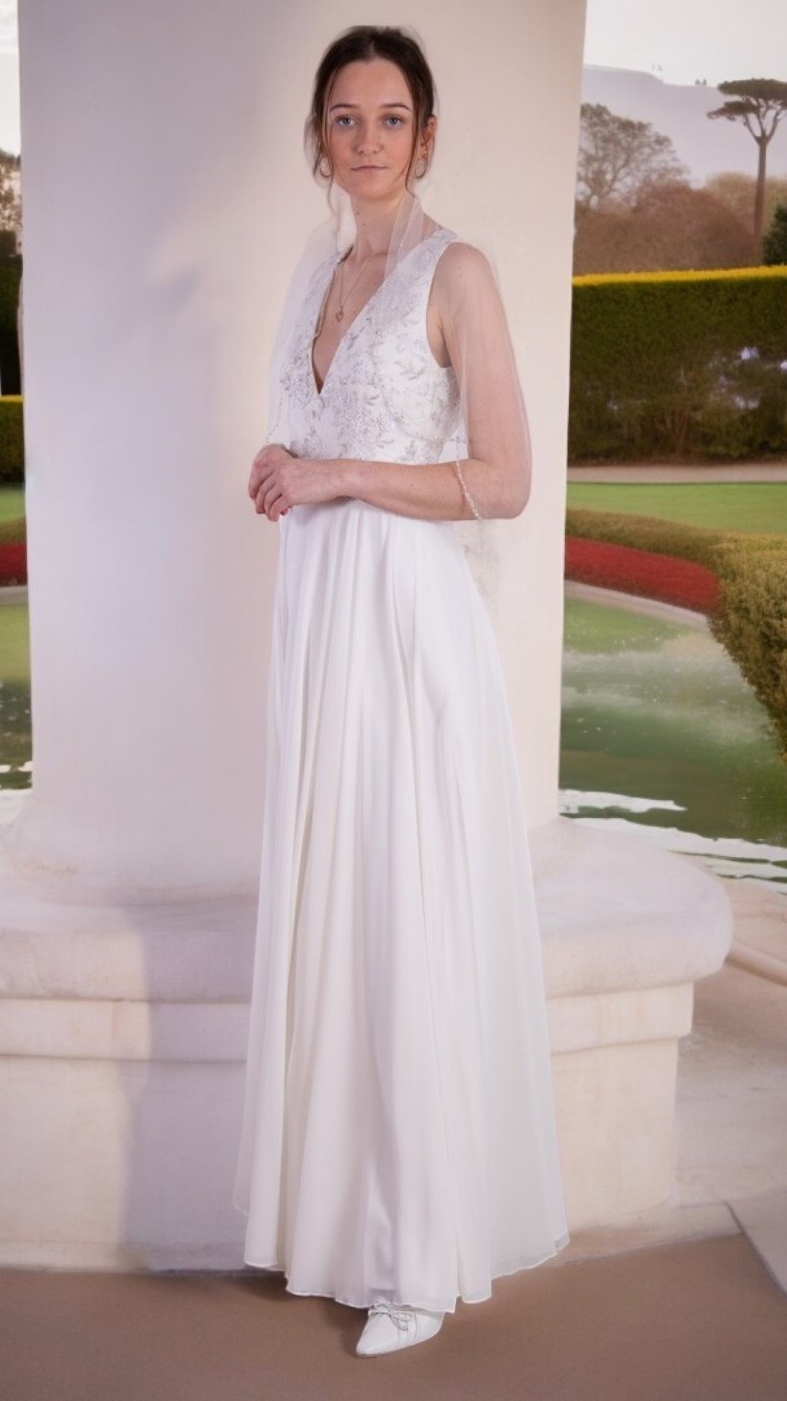 Beaded bridal veil