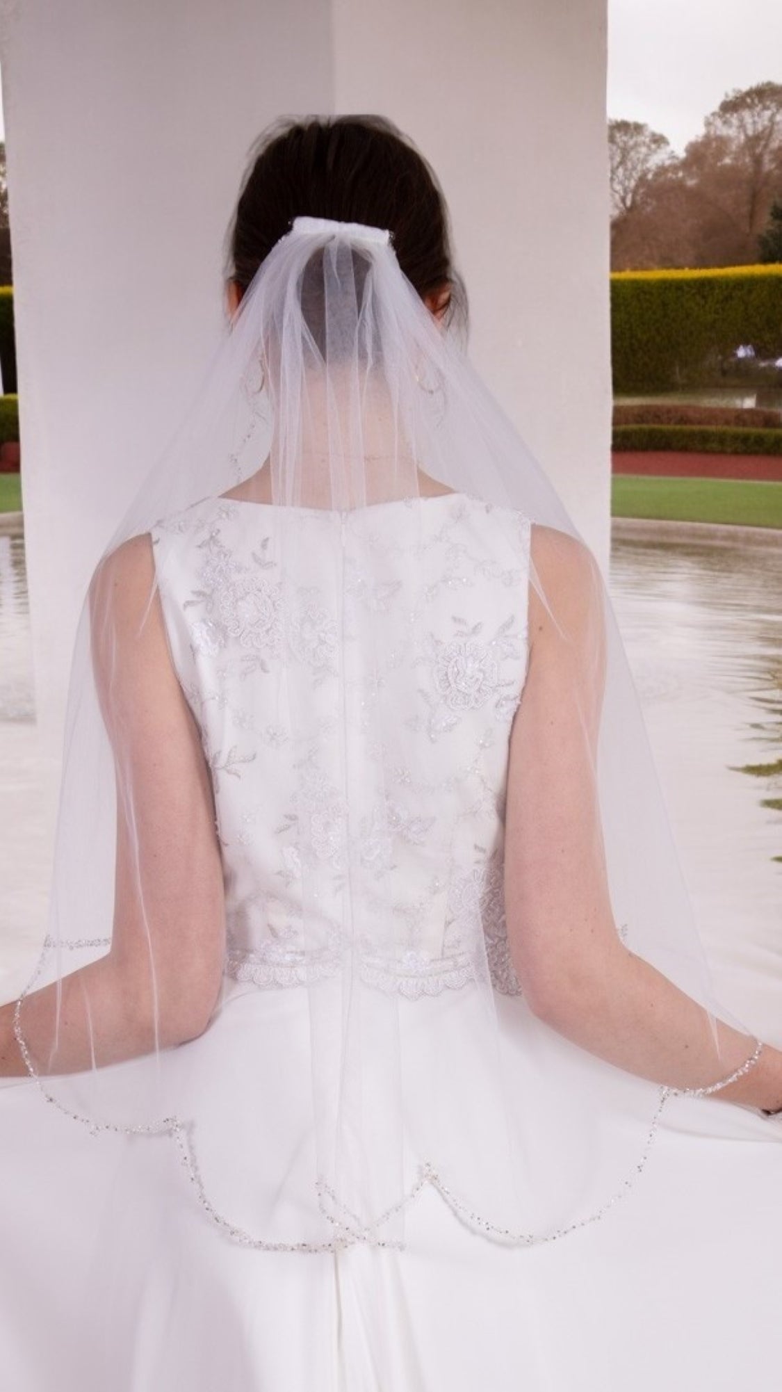 Beaded bridal veil
