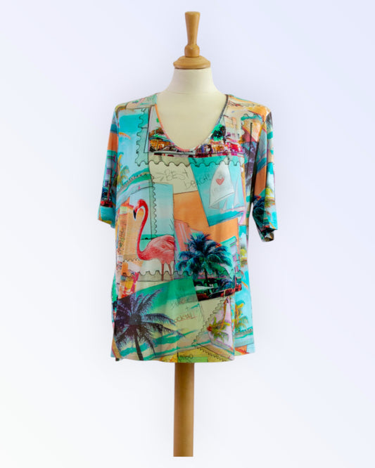 KJBrand multi-colored knit top