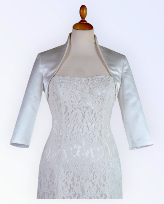 Off-white satin festive bolero