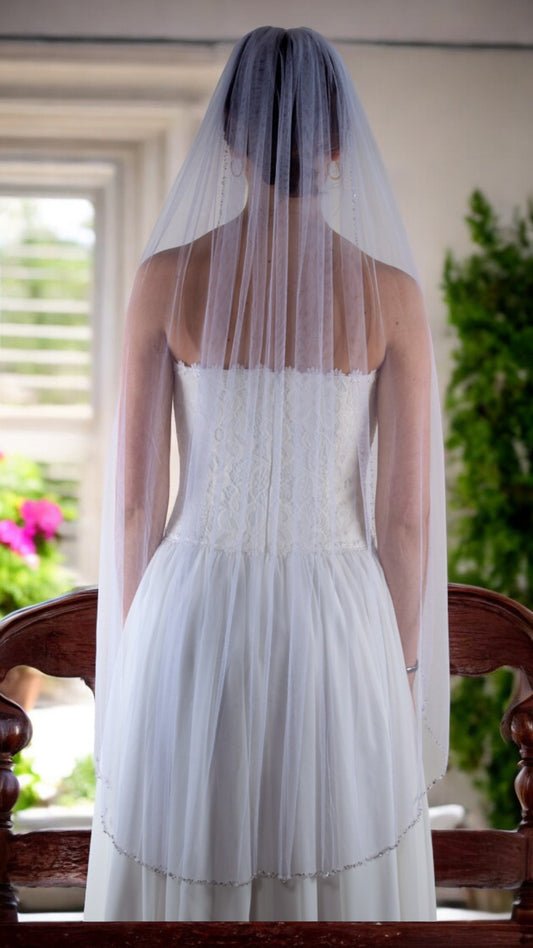 Beaded bridal veil