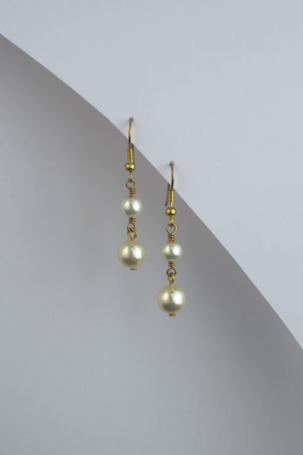 earrings with two dangling pearls