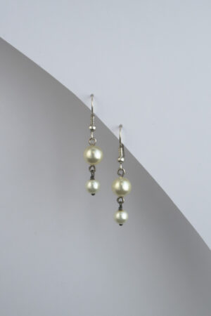 earrings with two dangling pearls