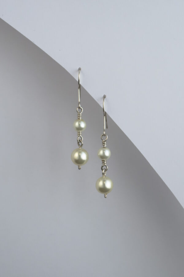 earrings with two dangling pearls