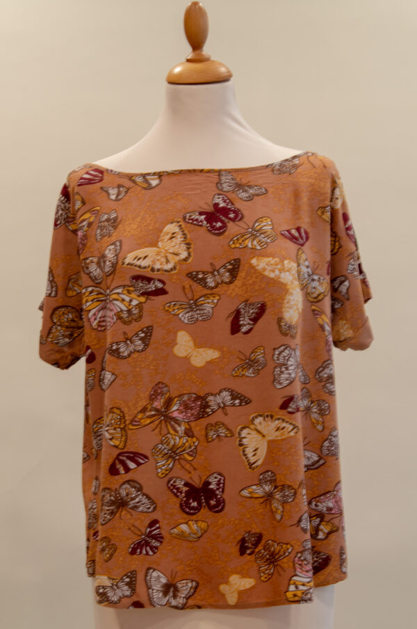 butterfly-patterned summer blouse