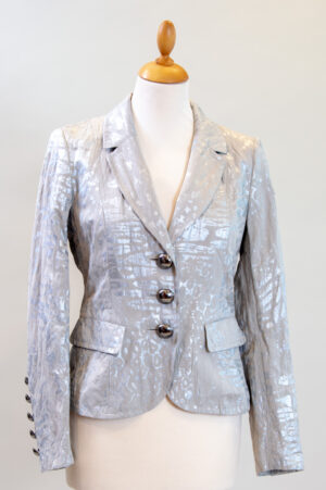 Airfield beige jacket with printed silver pattern on it