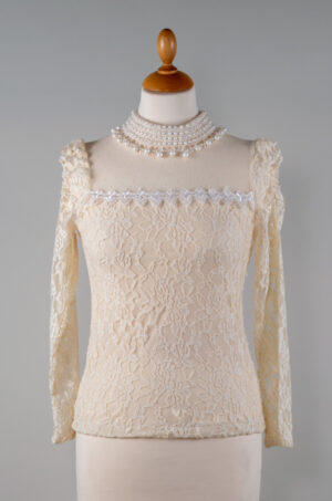 vintage-style creamy lace blouse