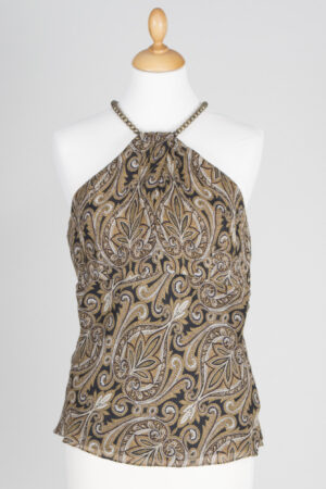 Top in paisley pattern.
