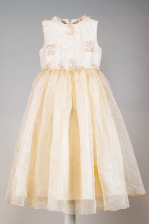 children's party dress in off-white silk with a fluffy skirt