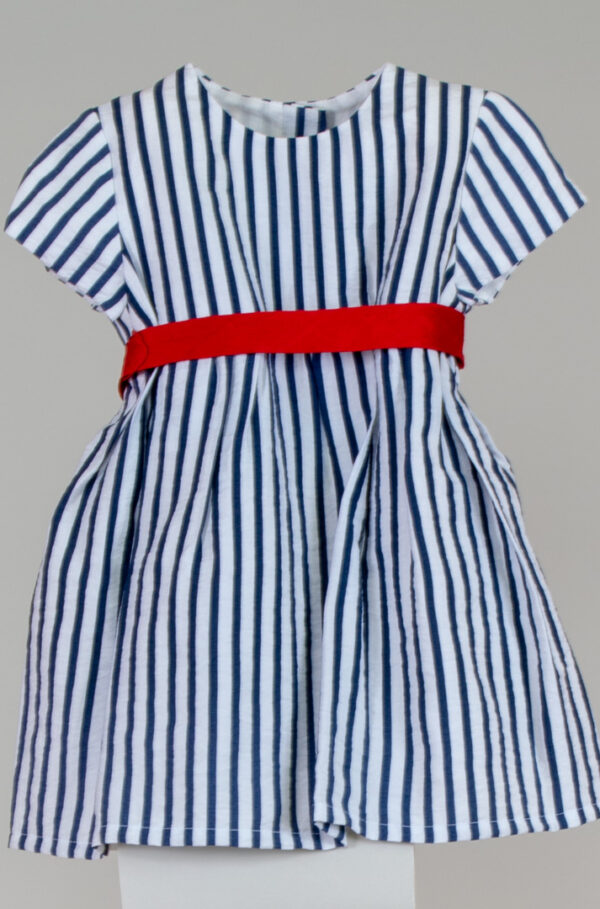 striped children's dress with separate silk belt