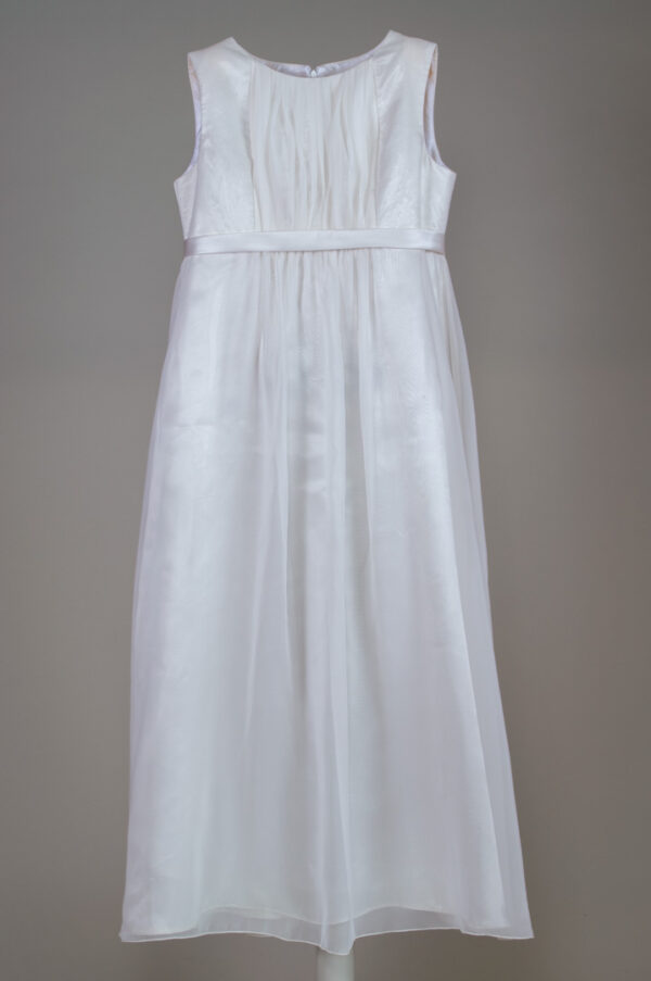 off-white chiffon dress with pleated top for girls