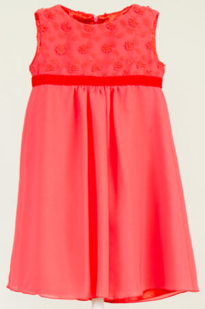 red children's party dress with lace top and chiffon skirt