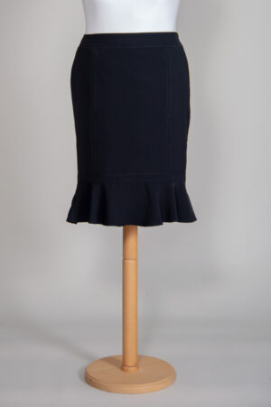 Apriori black fabric straight cut skirt with ruffles