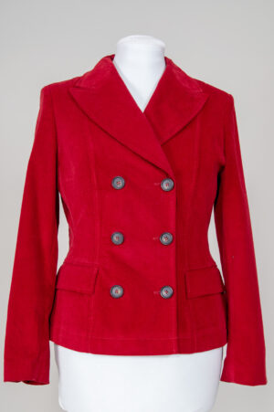 Cinque red velvet jacket with black buttons