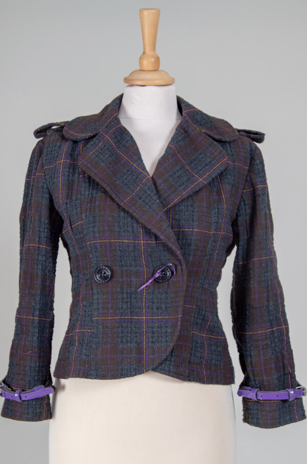 The multicolored checked fabric jacket