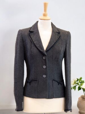 Classic cut jacket in black bouclé fabric