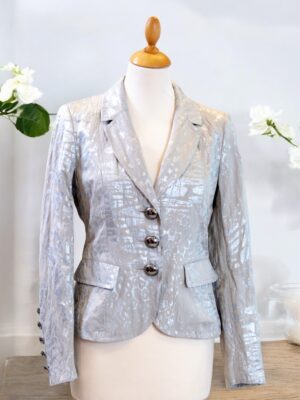 Airfield beige jacket with printed silver pattern on it