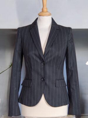 A classic striped blazer with a fitted silhouette.