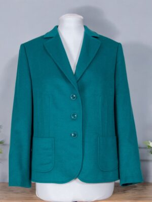 Basler teal blazer in soft wool fabric.