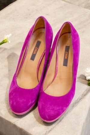 Zinda purple suede high heel platform shoes