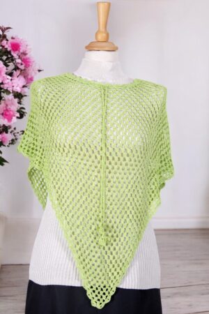 Hand-crocheted light green poncho