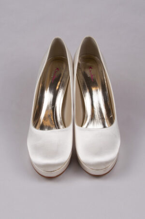 Rainbow satin round-toed wedding shoes