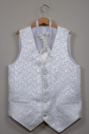 Boys' off-white festive vest with plastron