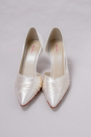 Rainbow pointed toe satin wedding shoes