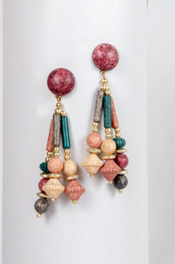retro style dangling multicolored earrings