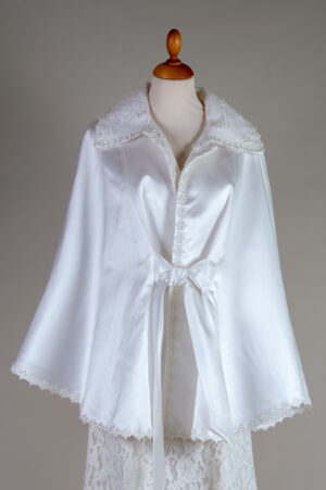 natural white satin cape for the bride