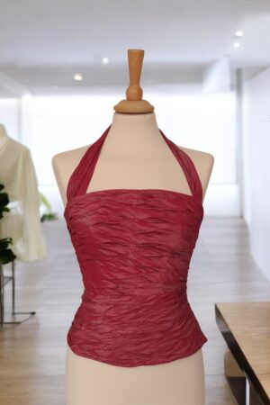 Halter-neck korsett aus rotes Taft