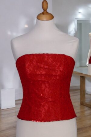 red corsage top