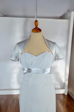 White satin festive bolero for the bride.