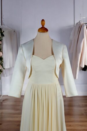 Natural white satin festive bolero for the bride.