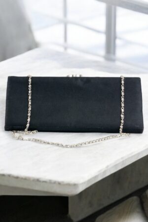 Black satin festive clutch