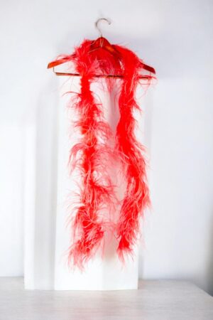 Red feather boa made from ostrich feathers