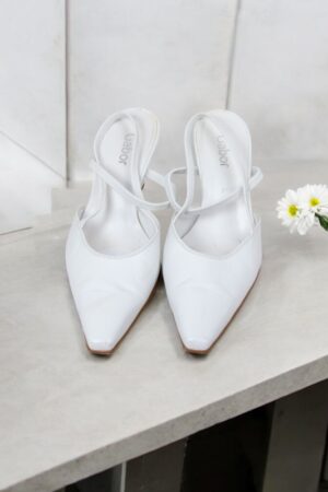 Gabor open-heel white leather shoes.