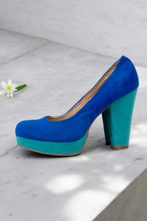 Catwalk multi-colored high-heeled platform shoes