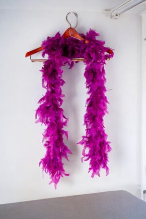 A feather boa made from purple ostrich feathers