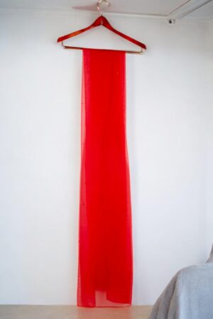 Sheer red chiffon shoulder scarf