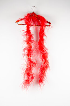 Red feather boa made from ostrich feathers