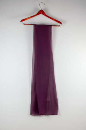 A sheer chiffon scarf in eggplant color