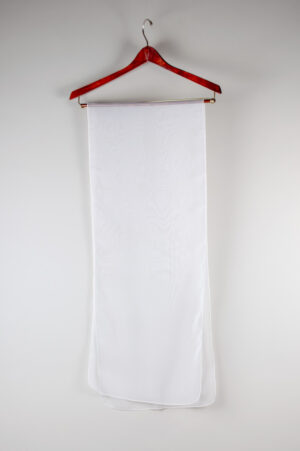 A sheer off-white chiffon shoulder scarf