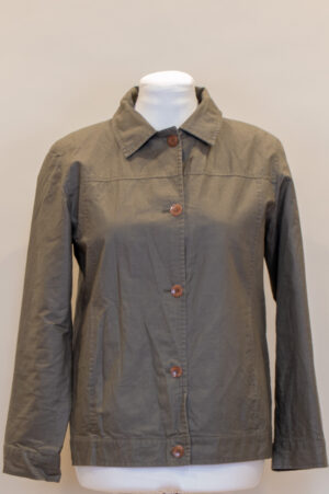 Olive green waxed impregnated fabric sporty jacket
